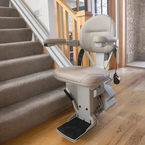 Bruno Elan straight stair lift installed in a home in Cambria, California