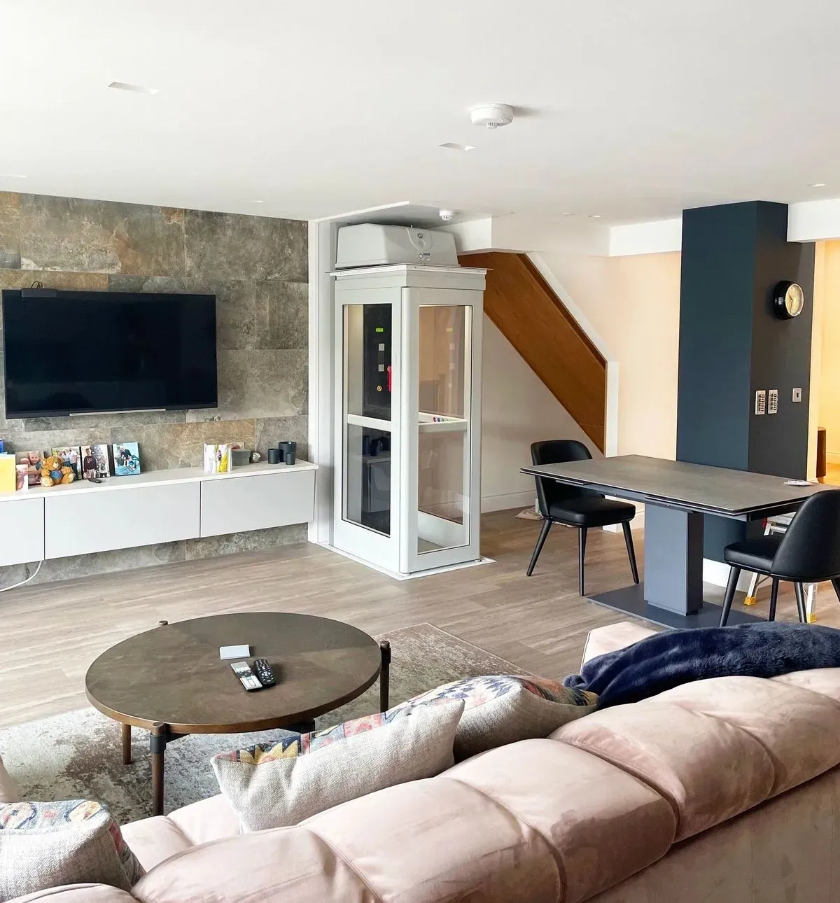 Stiltz through-floor elevator installation in an Atascadero home by Essential Mobility