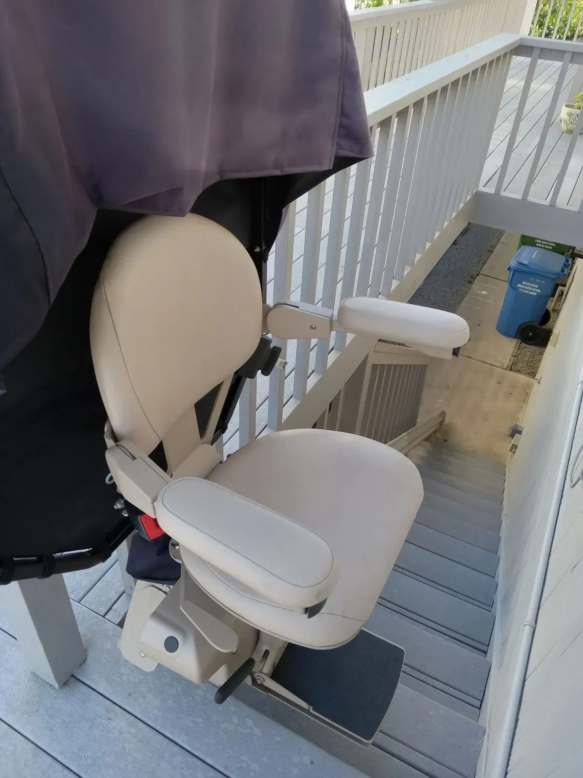 Outdoor stairlift installed on exterior stairs in San Luis Obispo County