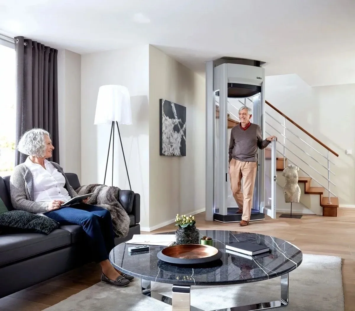 Stiltz freestanding home elevator installed in a Central Coast home