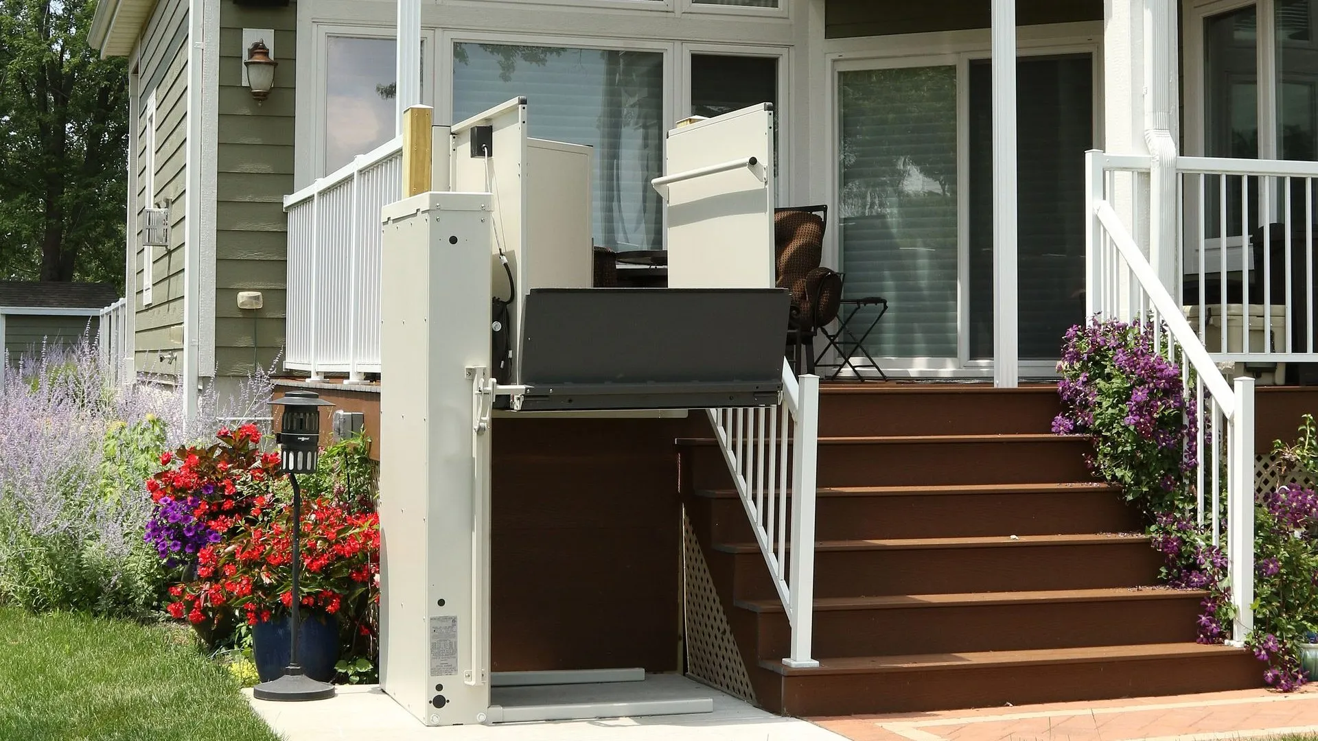 Vertical platform lift installed at a residential entry in San Luis Obispo County